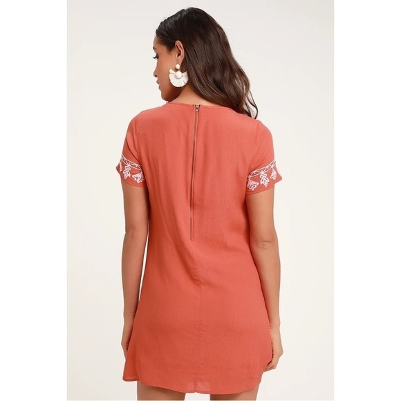 Lulus Tale To Tell White and Orange Embroidered Shift Dress - Picture 2 of 7